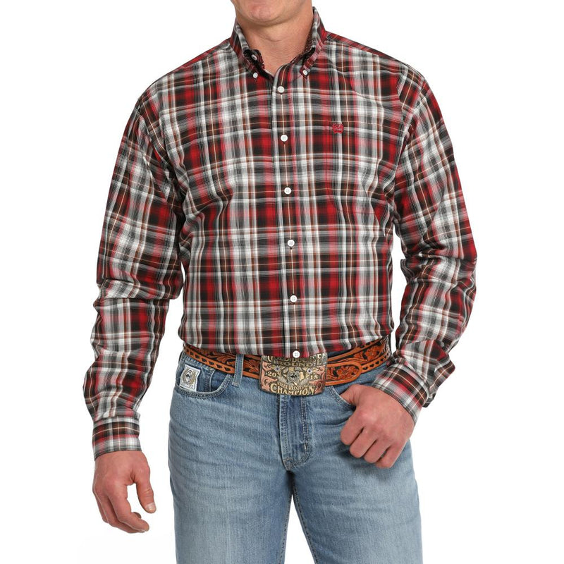 Men's Red Plaid Button Down Shirt
