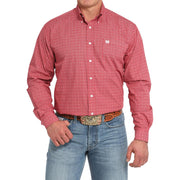 Men's Red Print Button Down Shirt