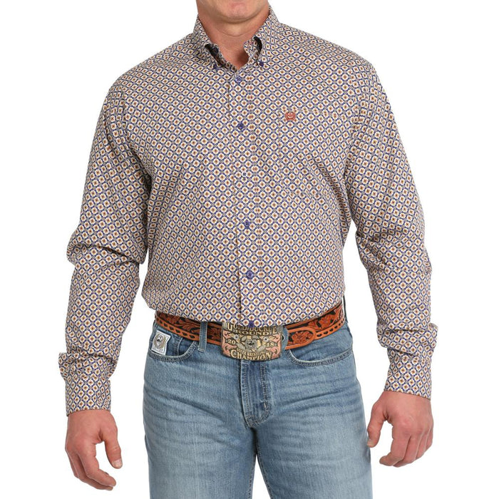 Men's Purple Print Button Down Shirt