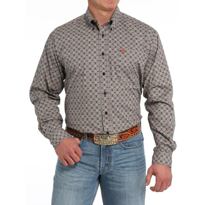 Men's Navy Print Button Down Shirt