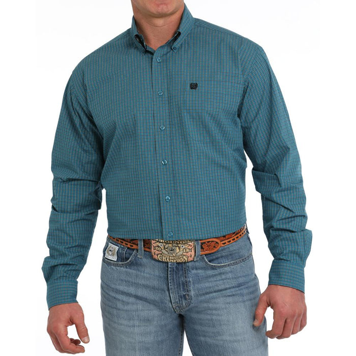 Men's Teal Plaid Button Down Shirt