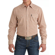 Men's Gold Print Long Sleeve Snap Shirt