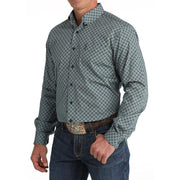 Men's Navy Print Modern Fit Button Down Shirt