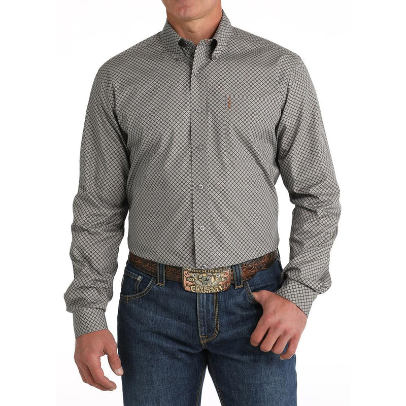 Men's Grey Modern Fit Button Down Shirt
