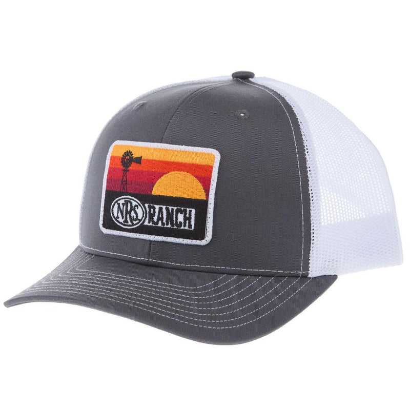 Ranch Sunset Windmill Patch Charcoal and White Cap