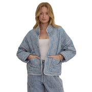 Women's Quilted Blue Drop Shoulder Jacket