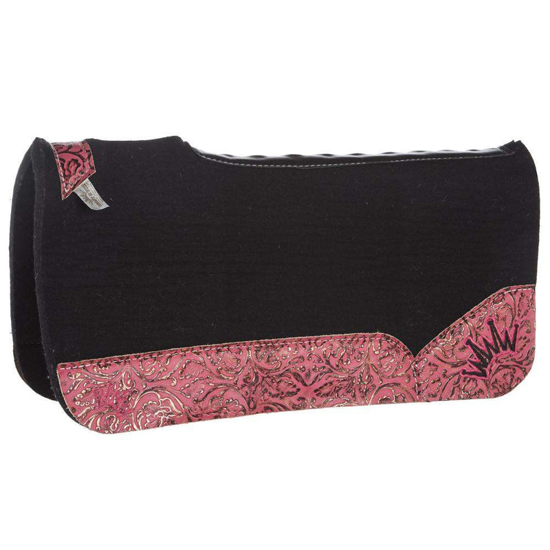 Kush Pink Floral Black Felt Saddle Pad