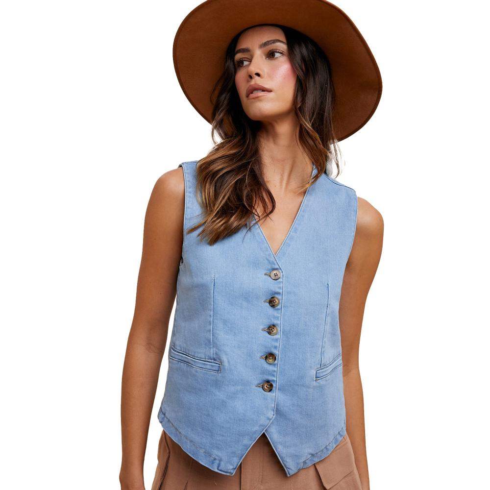 Annie Wear V-Neck Tie Detail Vest Coat