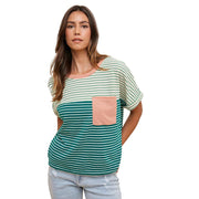 Women's Peacock Green Striped Top