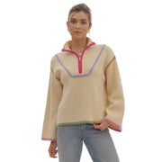 Women's Ecru 1/4 Zip Sweater