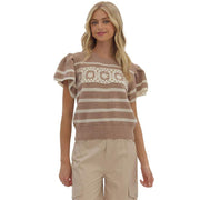 Women's Mocha Crochet Detail Sweater