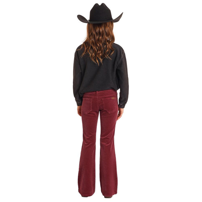 Girl's Maroon Corduroy Flare Pants