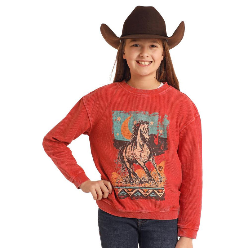 Girl's Graphic Ribbed Pullover