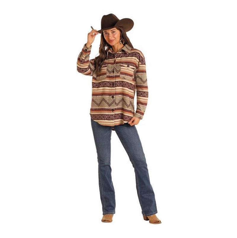 Women's Teal Aztec Shacket