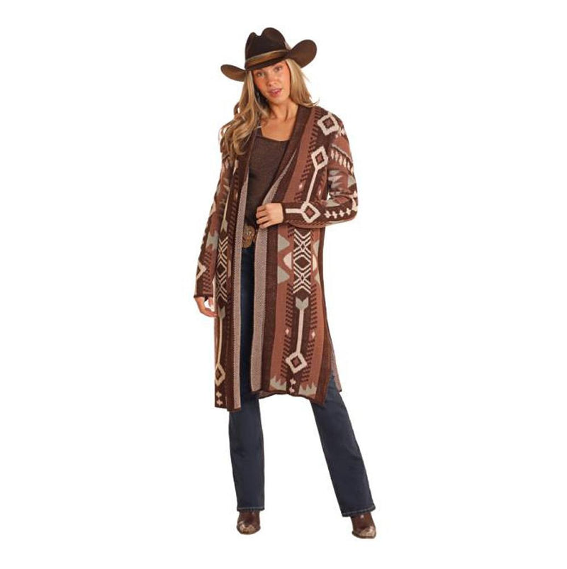 Women's Brown Aztec Duster