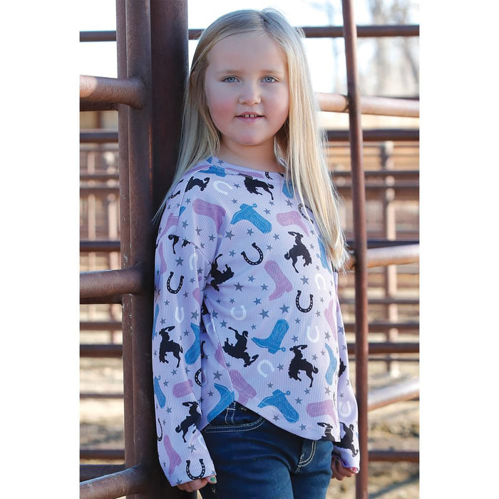 Girl's Purple Print Top