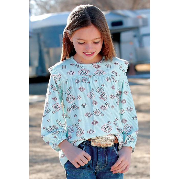 Girl's Blue Print Shirt