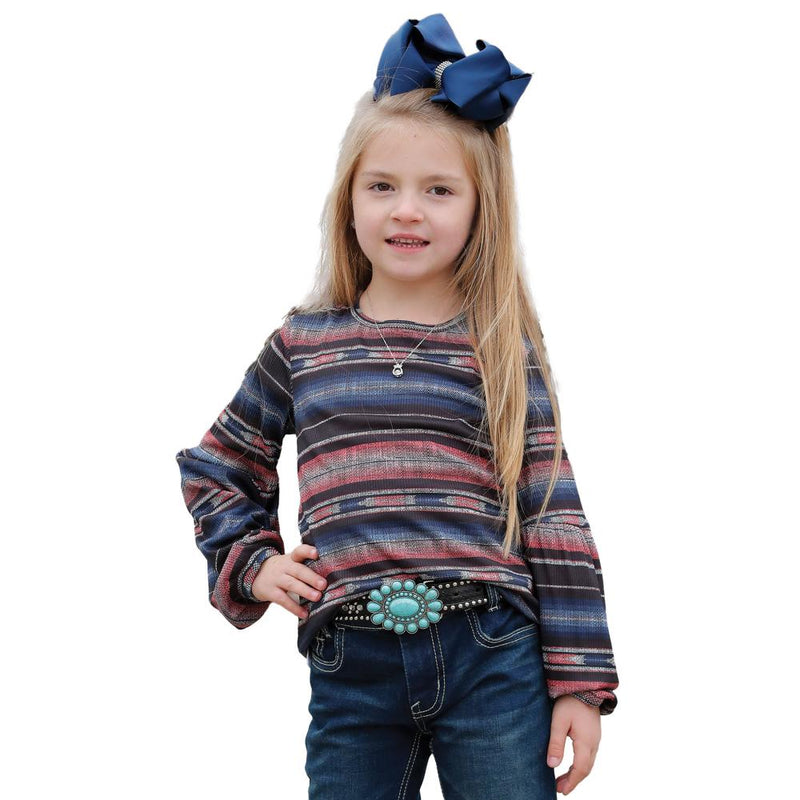 Girl's Black Stripe Top