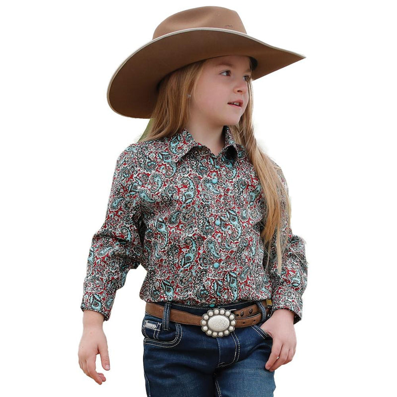Girl's Red Paisley Snap Shirt