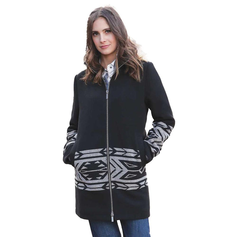 Women's Black Tweed Walking Coat