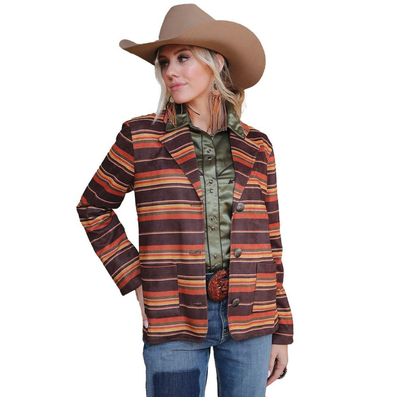 Women's Brown Striped Blazer