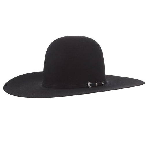 7X Black Open Crown 5 Inch Brim Felt Hat