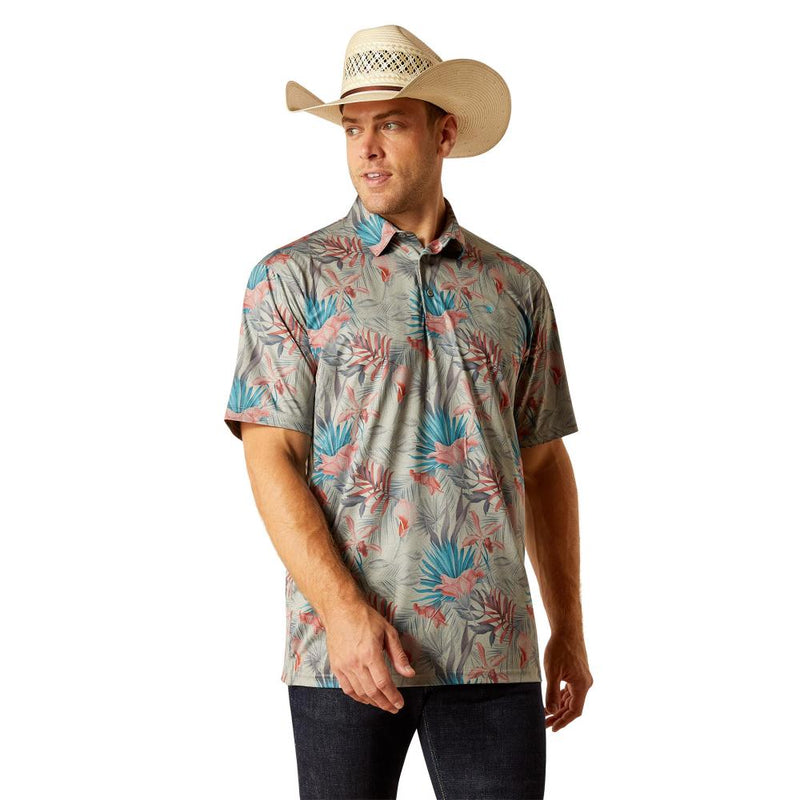 Men's Charger 2.0 Grey Print Polo