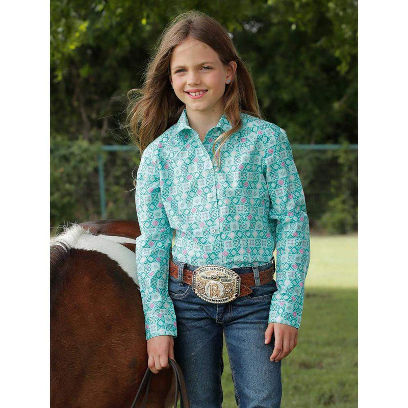 Girl's Geometric Button Down Shirt