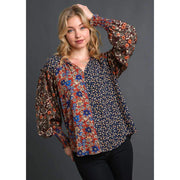 Women's Brick Mix Print Blouse