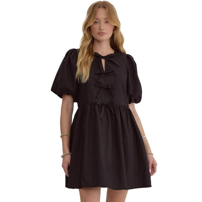 Entro Women's Black Bow Mini Dress — NRS