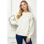 Women's Cream Stitch Detail Oversized Sweater