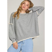 Women's Grey Contrast Sweater Top