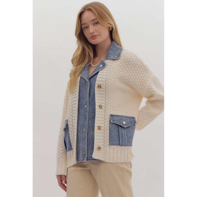 Women's Cream Sweater Cardigan