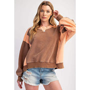 Women's Mocha Color Block Pullover