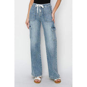 Women's Medium Wash Cargo Jeans