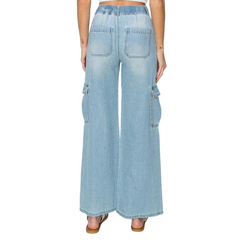 Women's Medium Wash Cargo Jeans