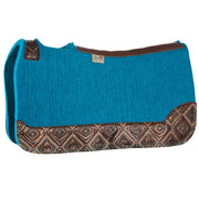 3/4in. 30x28 Barrel Racer Felt Saddle Pad Copper Aztec w/ Aqua Buckstitch