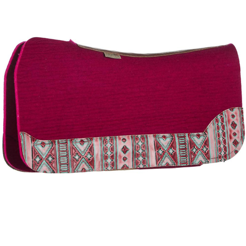 3/4in. 30x28 Coral Mint Aztec Raspberry Felt Barrel Racer Flex Fit Saddle Pad