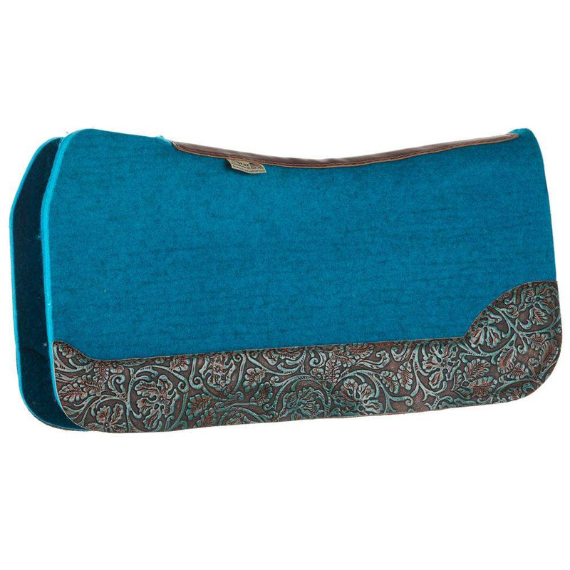 3/4in. 30x28 Turquoise Brown Floral Barrel Racer Flex Fit Saddle Pad