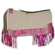 3/4in. 30x28 Flamingo Croc Fringe Barrel Racer Felt Saddle Pad