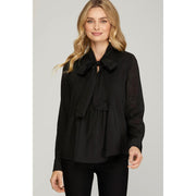 Women's Black Bow Blouse