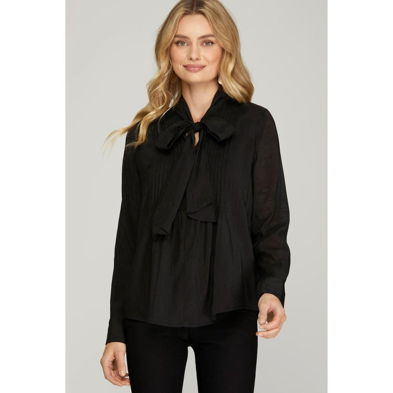 Women's Black Bow Blouse