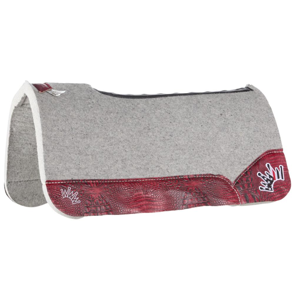 Best Ever Pads Kush 1in Felt Saddle Pad with Red Black Gator Wear Leat