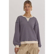 Women's Slate Blue Striped Top