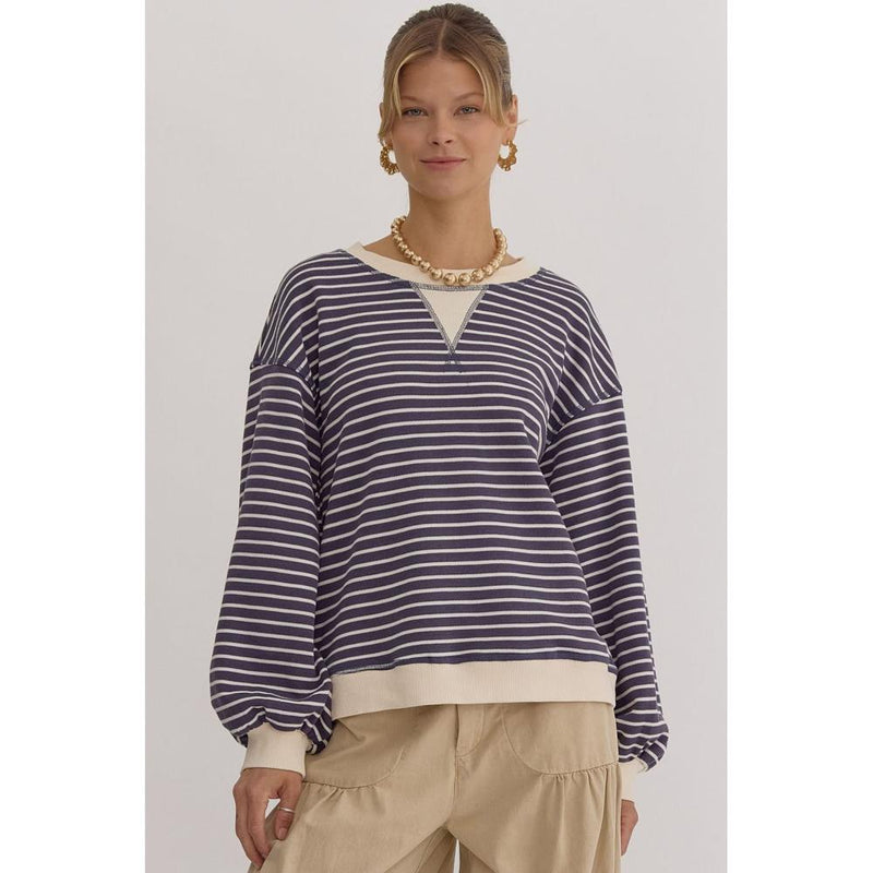 Women's Slate Blue Striped Top