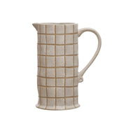 Cream and Brown Stoneware Pitcher