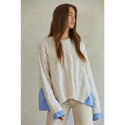 Women's Cream and Blue Blake Pullover