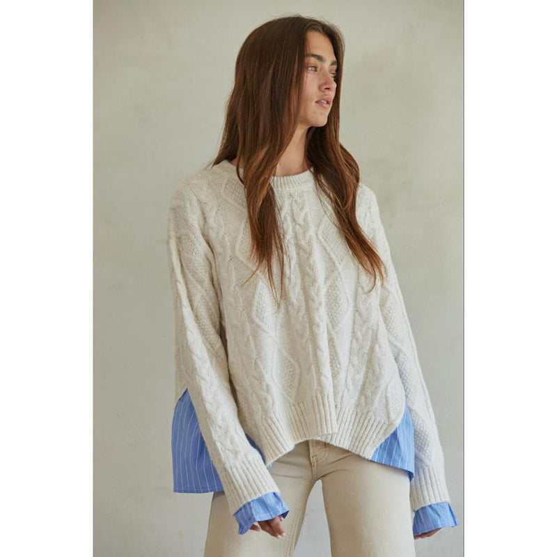 Women's Cream and Blue Blake Pullover