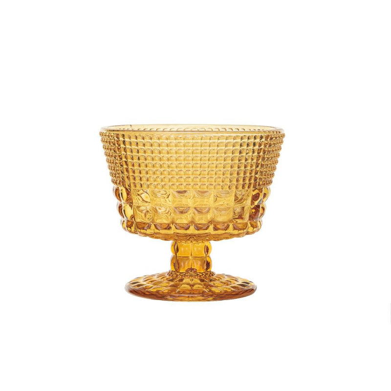 Embossed Stemmed Coupe Amber Glass