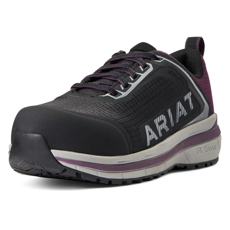 Women`s Outpace Black and Purple Composite Toe Work Shoe